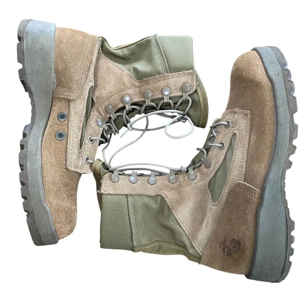 Belleville USMC Combat Boots Mens 6.0 R‎ Suede Nylon EGA Tactical Military Brown